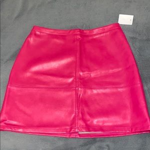 Faux Leather Pink Mini Skirt New With Tags